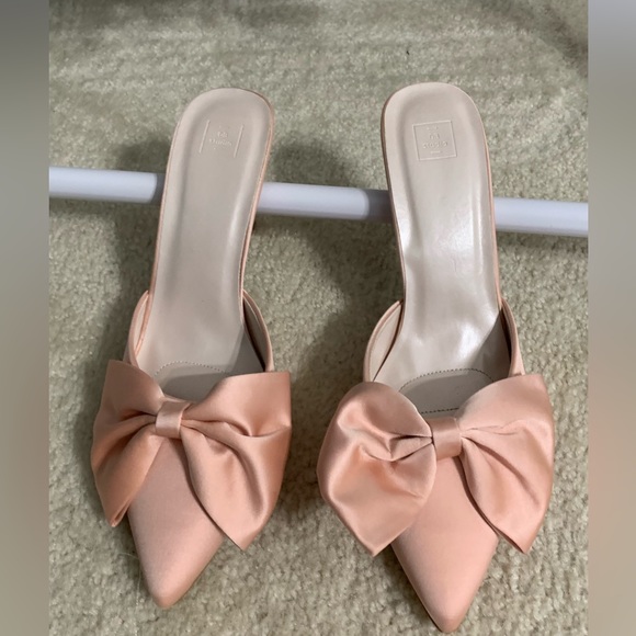 Big Bow Satin Mules - Picture 1 of 4